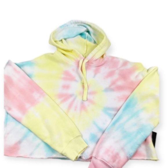 Bella Canvas Cropped Hoodie Sweatshirt Tie Dye Rainbow - Picture 7 of 10